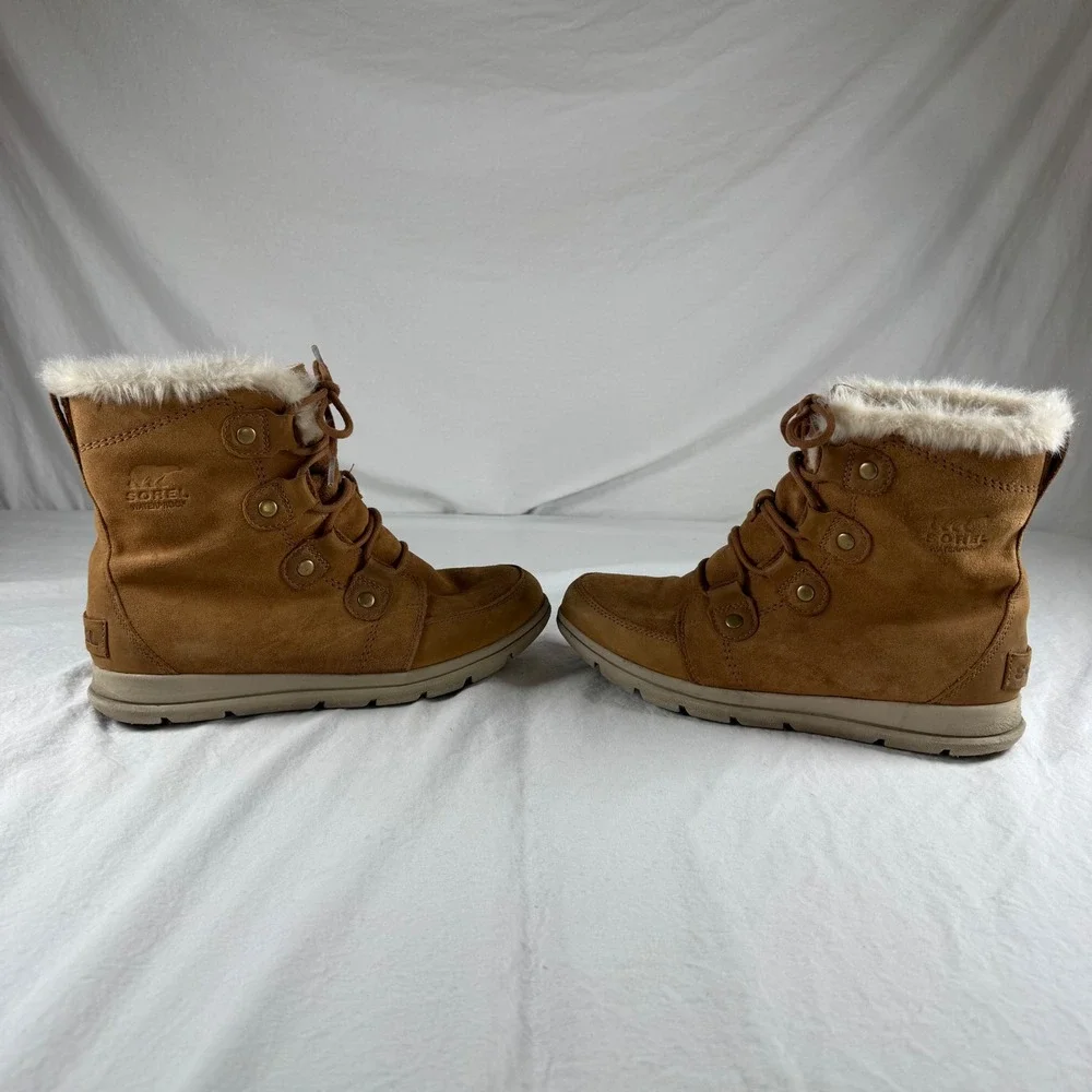 Sorel Women's Size 9.5 Brown Joan Waterproof Faux Fur Suede Boots NL3039-224